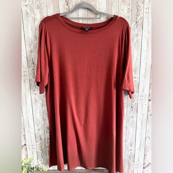 Eileen Fisher Jersey Knit Boatneck Tunic Tee Large - Picture 1 of 2